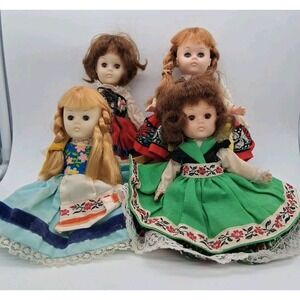 4 Vintage Vogue Ginny Dolls- Far Away Lands 1970's - Made In Hong Kong
